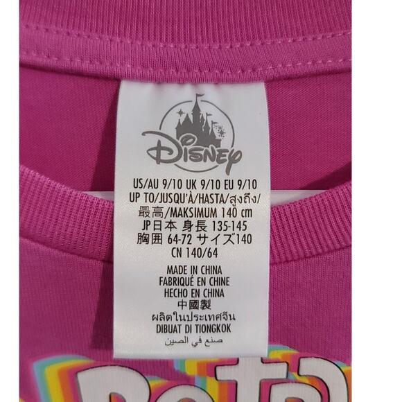 Disney Princess Graphic Print Mesh Tulle Short Sleeve Pink Tee Girls 9/10 NEW - Picture 3 of 11